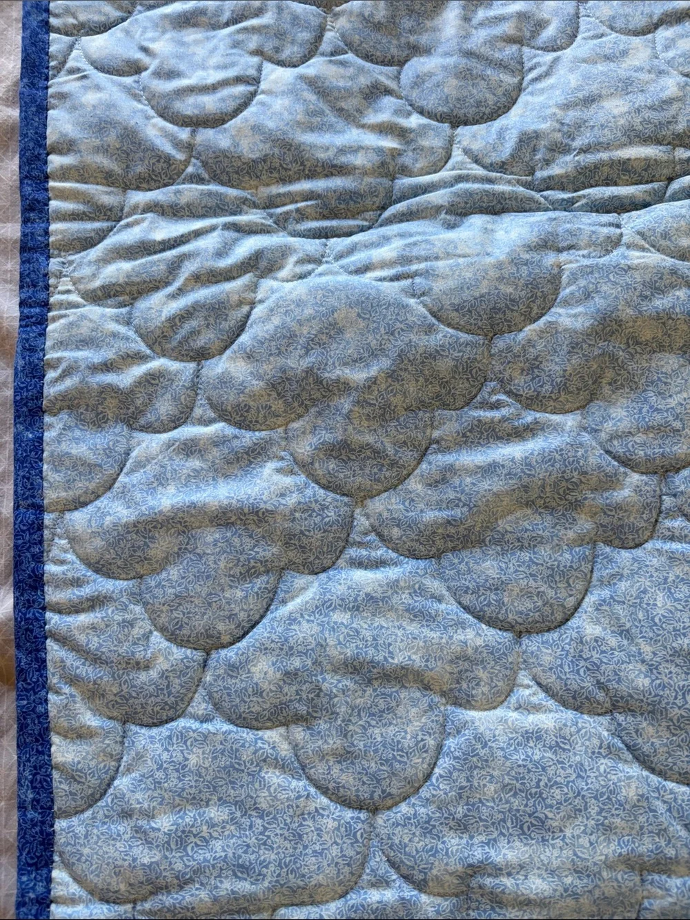 Vintage Handmade Patchwork Quilt with Blue, Green, Purple, Yellow Accents
